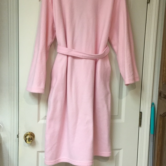 pink fluffy bathrobe